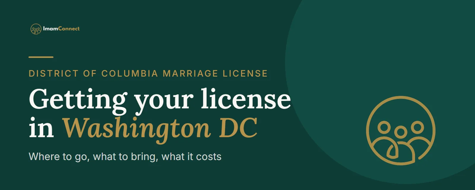 Marriage license in Washington DC, District of Columbia