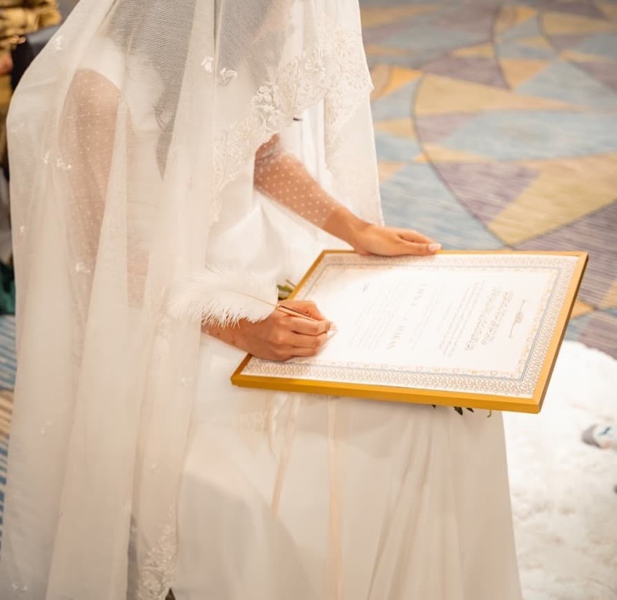 Example of a finished, framed nikah certificate